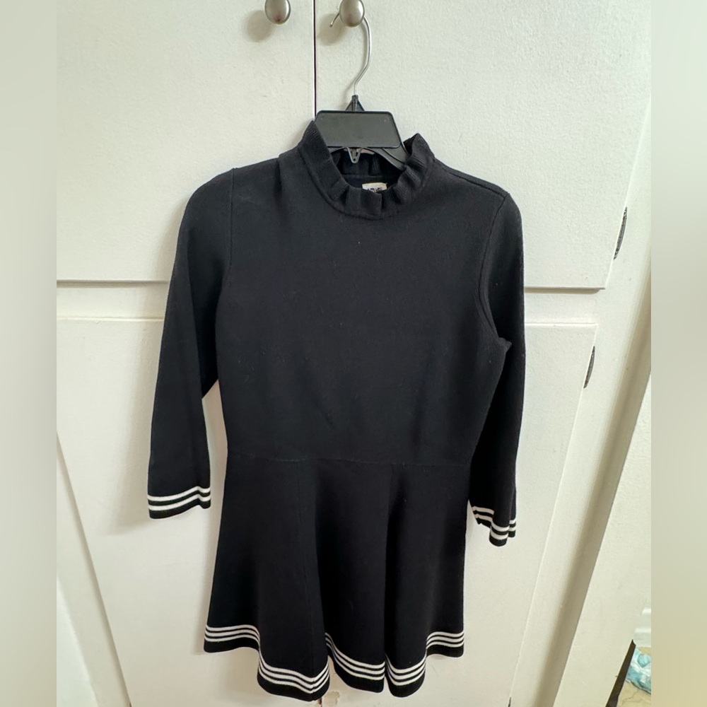 Black Anne Klein black long sleeve with white stripes dress